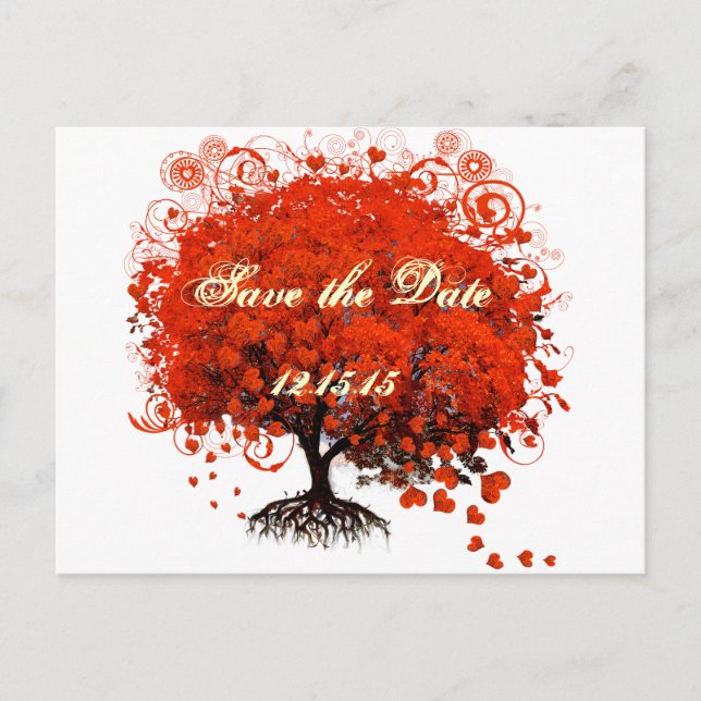 Red Tree Wedding T-Shirts, Gifts, Stickers & Favor Announcement Postcard (Front)