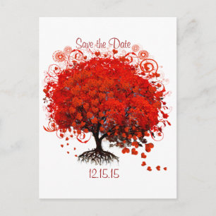 Red Tree Wedding T-Shirts, Gifts, Stickers & Favor Announcement Postcard