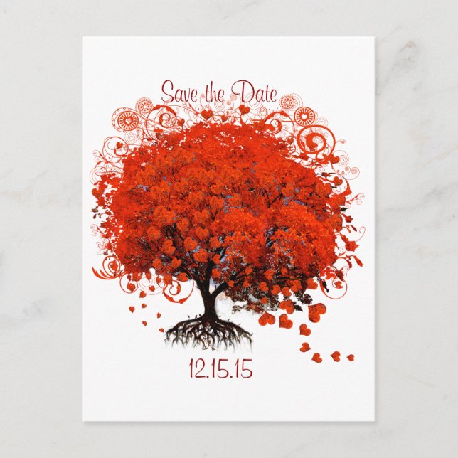 Red Tree Wedding T-Shirts, Gifts, Stickers & Favor Announcement Postcard (Front)