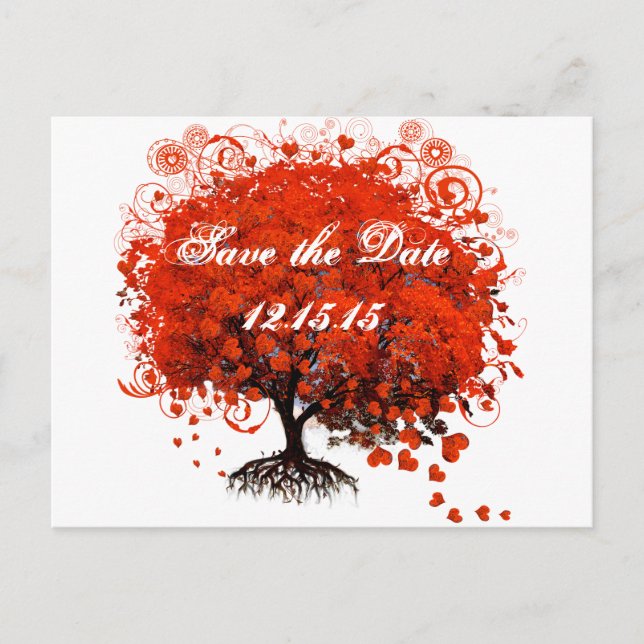 Red Tree Wedding T-Shirts, Gifts, Stickers & Favor Announcement Postcard (Front)