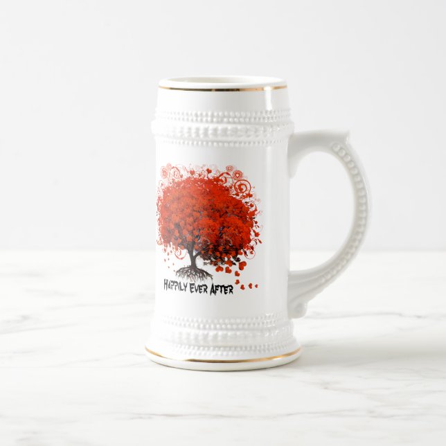 Red Tree Wedding T-Shirts, Gifts, Stickers & Favor Beer Stein (Right)