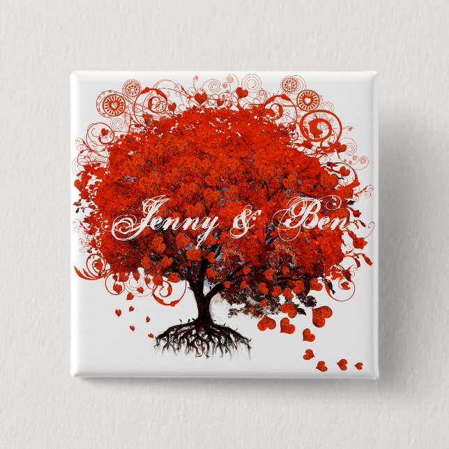 Red Tree Wedding T-Shirts, Gifts, Stickers & Favor Pinback Button (Front)
