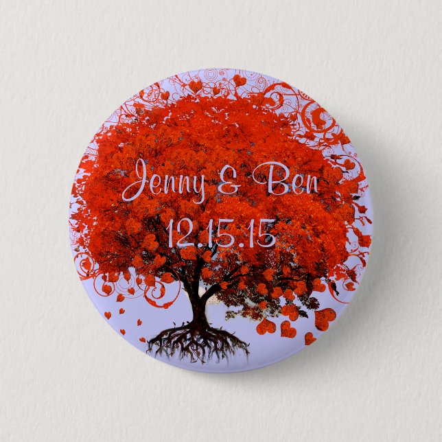Red Tree Wedding T-Shirts, Gifts, Stickers & Favor Pinback Button (Front)