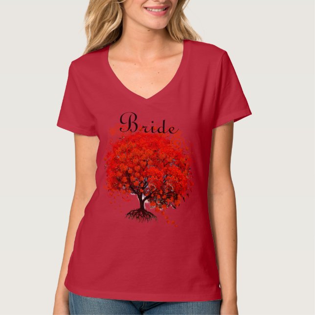 Red Tree Wedding T-Shirts, Gifts, Stickers & Favor T-Shirt (Front)
