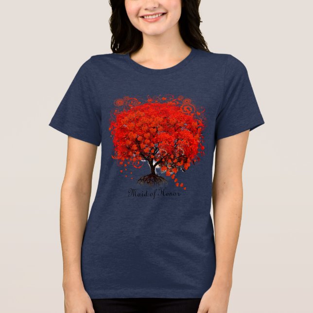 Red Tree Wedding T-Shirts, Gifts, Stickers & Favor Tri-Blend Shirt (Front)