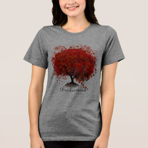 Red Tree Wedding T-Shirts, Gifts, Stickers & Favor Tri-Blend Shirt