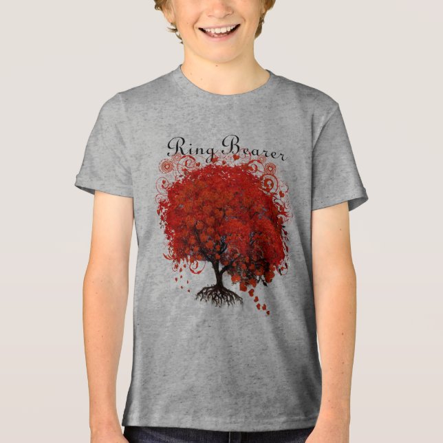 Red Tree Wedding T-Shirts, Gifts, Stickers & Favor Tri-Blend Shirt (Front)