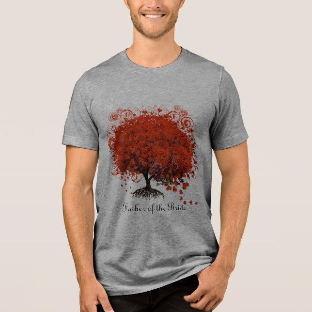 Red Tree Wedding T-Shirts, Gifts, Stickers & Favor Tri-Blend Shirt (Front)