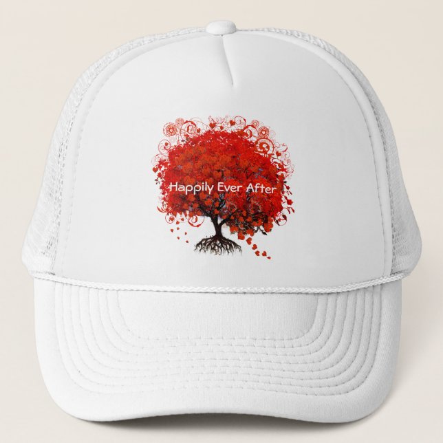 Red Tree Wedding T-Shirts, Gifts, Stickers & Favor Trucker Hat (Front)