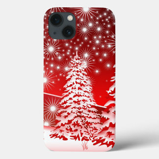 Red Tree with Snow iPhone 13 Case