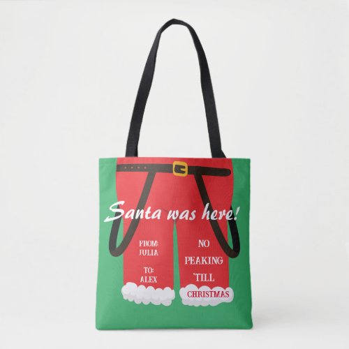 Red Trendy Christmas Santa Pants Gift  Treats Tote Bag