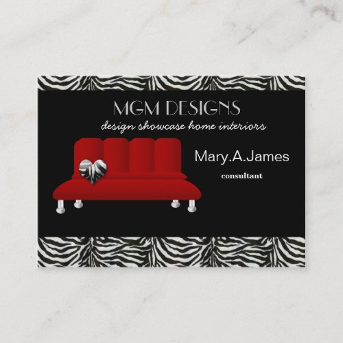 red trendy interior decorator Business Cards