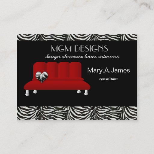 Customizable red trendy interior decorator Business Cards