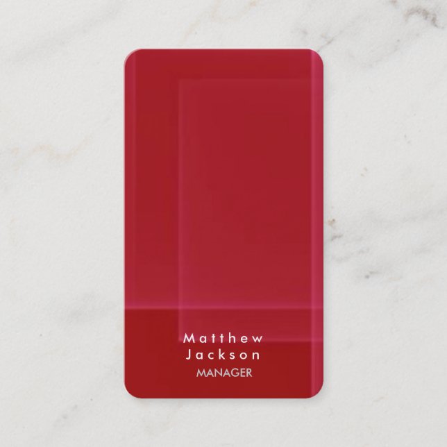 Red Trendy Modern Plain Professional Manager Business Card (Front)