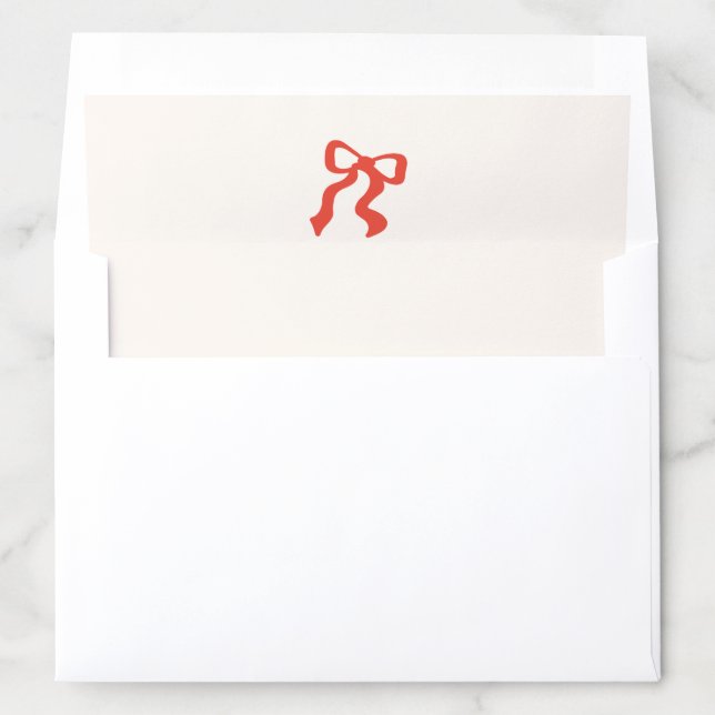 red trendy modern ribbon bow christmas envelope liner (In Envelope)