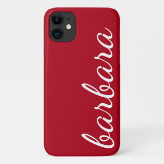 Red Trendy Script Personalized iPhone 11 Case
