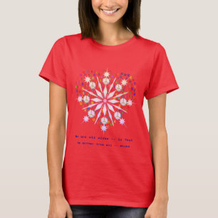 Red Trendy Top Snowflakes Peace Love T-Shirt