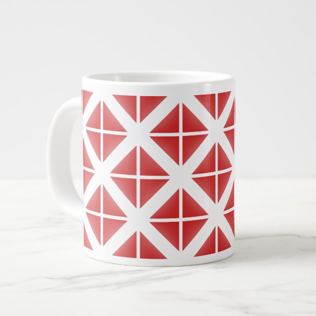 Red Trendy Triangle Pattern Giant Coffee Mug (Front Left)