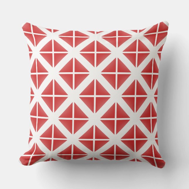 Red Trendy Triangle Pattern Throw Pillow (Front)