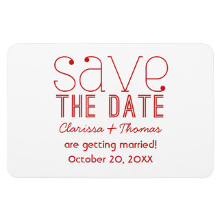 Red Trendy Typography Save the Date Magnet