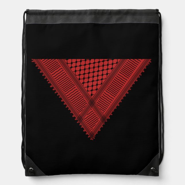 red triangle Keffiyeh Palestine resistance symbol Drawstring Bag (Front)