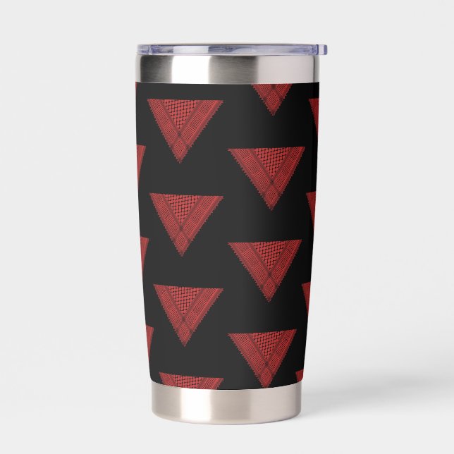 red triangle Keffiyeh Palestine resistance symbol Insulated Tumbler (Left)