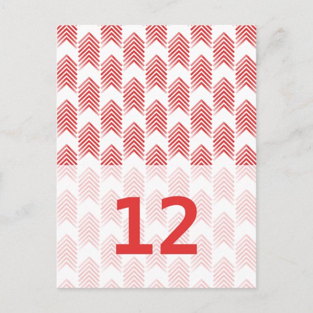 Red Tribal Arrows Table Number Postcard (Front)
