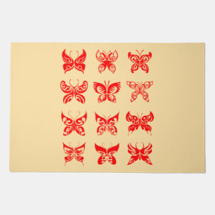 Red Tribal Butterfly Ornamental Doormat