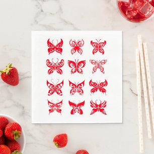 Red Tribal Butterfly Ornamental Napkins