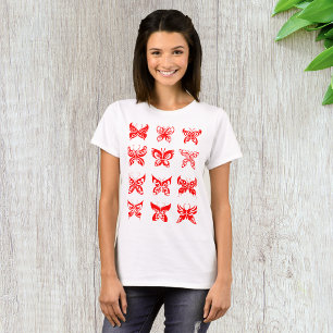 Red Tribal Butterfly Ornamental T-Shirt