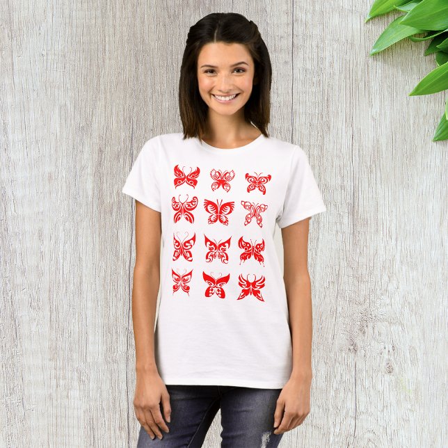 Red Tribal Butterfly Ornamental T-Shirt (Creator Uploaded)