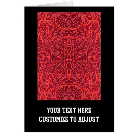 Red tribal damask pattern cards (Front)