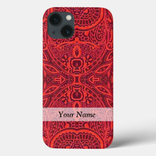 Red tribal damask pattern iPhone 13 case