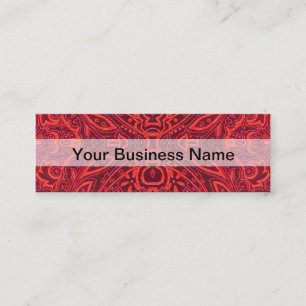 Red tribal damask pattern mini business card