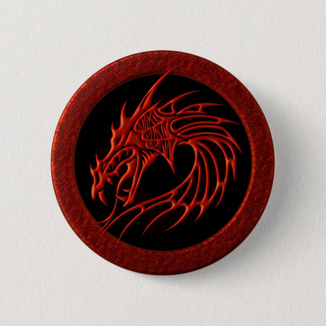 RED TRIBAL DRAGON BUTTON (Front)