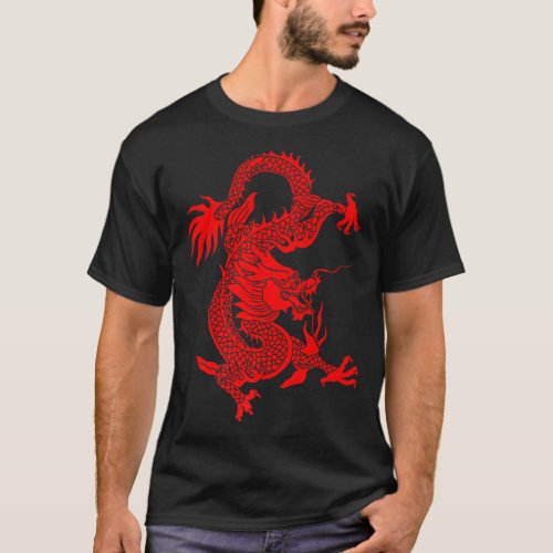 Red Tribal Dragon  Chinese Firedrake Art Print Pre T_Shirt
