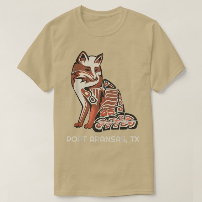 Red Tribal Fox Aransas Native American Artwork Sty T-Shirt (Design Front)