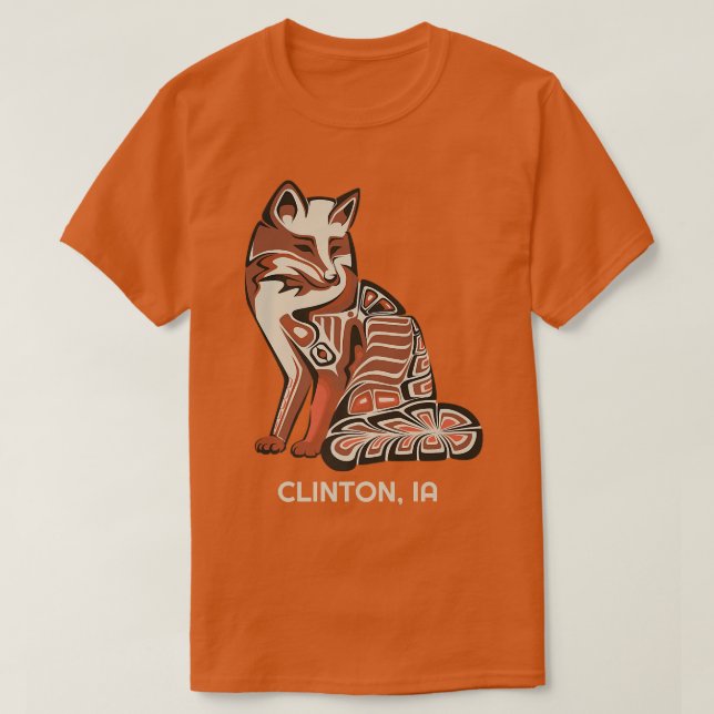 Red Tribal Fox Clinton Native American ArtworkT-Sh T-Shirt (Design Front)