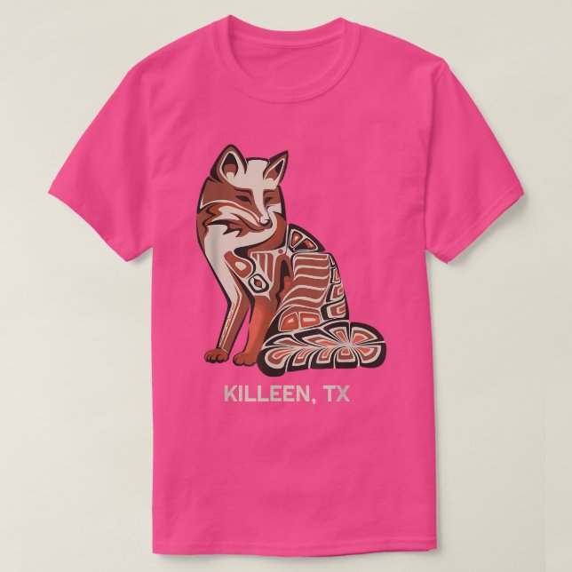 Red Tribal Fox Killeen Native American Artwork Sty T-Shirt (Design Front)
