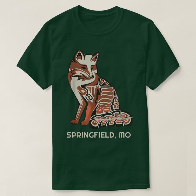 Red Tribal Fox Springfield Native American Artwork T-Shirt (Design Front)