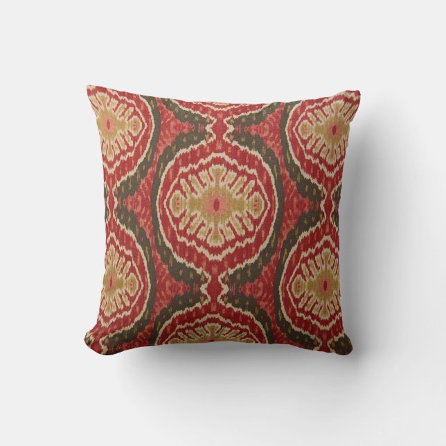 Red Tribal Ikat Accent Pillow (Front)