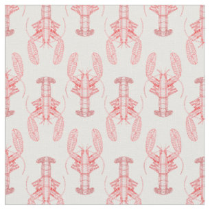 Red Tribal Lobster Nautical Fabric
