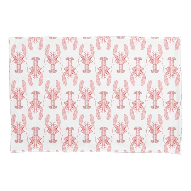 Red Tribal Lobster Nautical Pillow Case (Front)