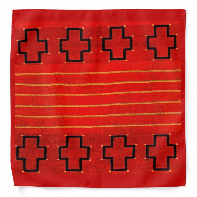 Red Tribal Native American Southwestern Weaving Bandana (Front)