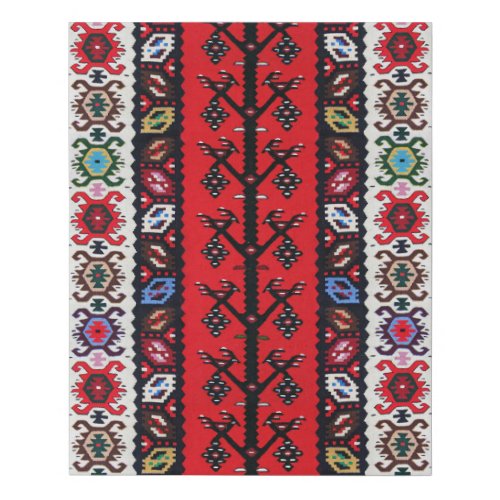 Red Tribal Oriental Boho Kilim Love Birds Faux Canvas Print