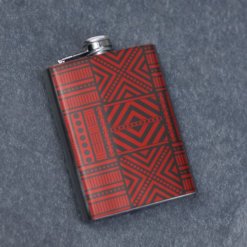 Red Tribal Pattern Art Flask