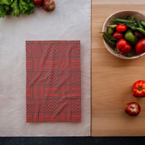 Red Tribal Pattern Art Kitchen Towel
