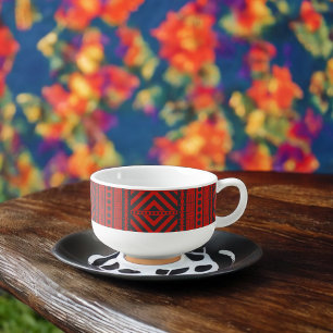 Red Tribal Pattern Art Soup Mug