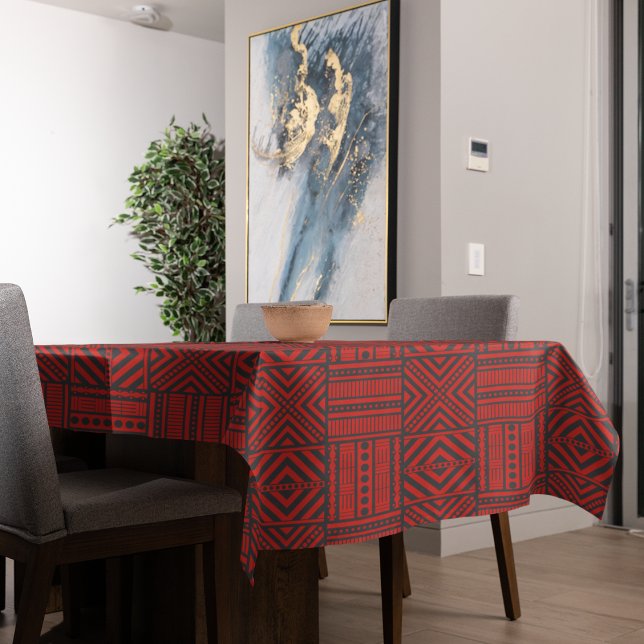 Red Tribal Pattern Art Tablecloth (table cloth)
