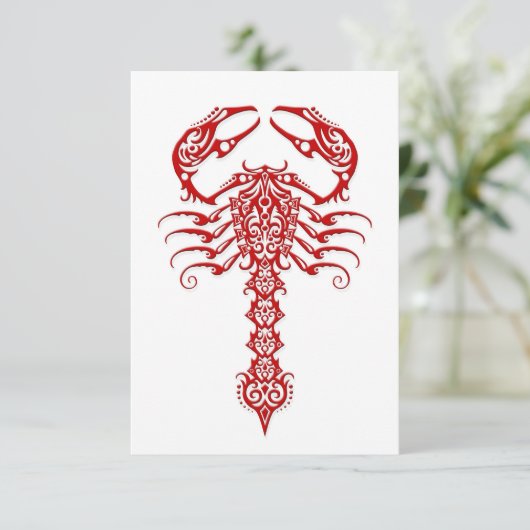 Red Tribal Scorpion on White (Standing Front)